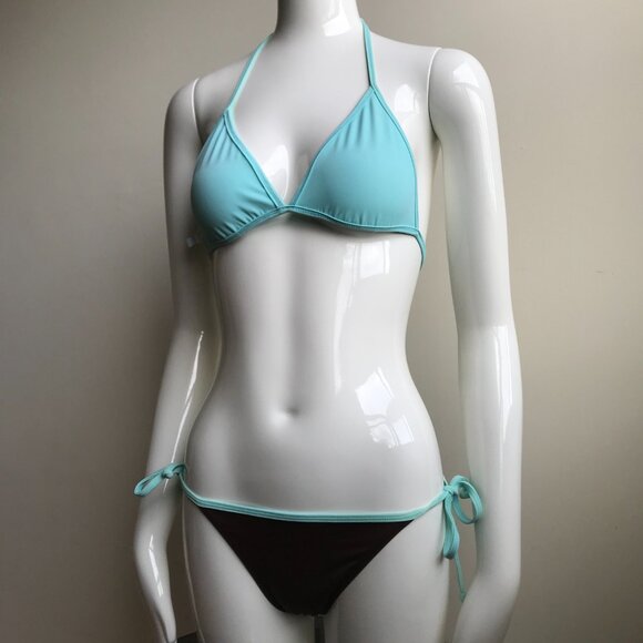 Billabong BLUE CRUSH era bikini brown reversible triangle set - Picture 9 of 9